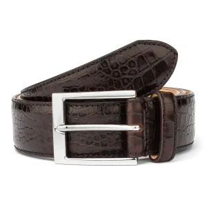 Dark Brown Croc Effect Belt