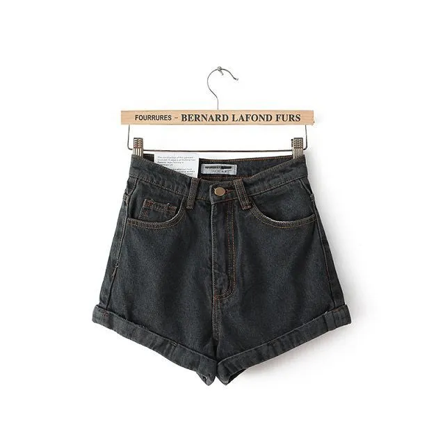 GCAROL Euro Style Women Denim Shorts Vintage High Waist Cuffed Jeans Shorts Street Wear Sexy Shorts For Summer Spring Autumn