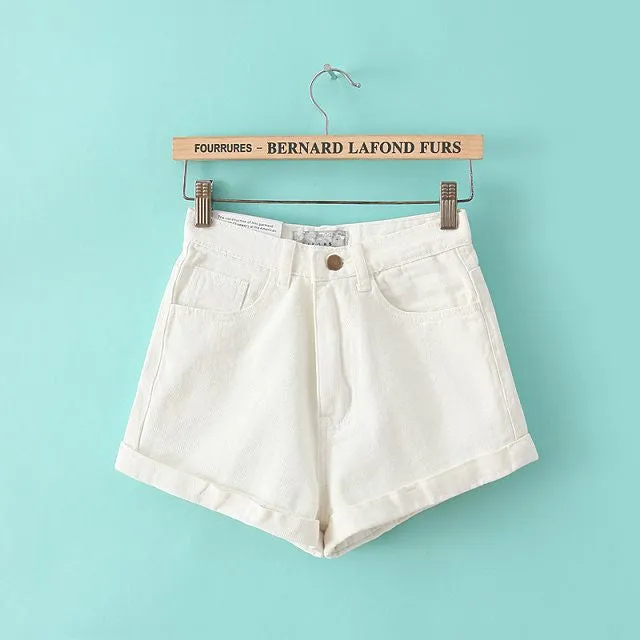 GCAROL Euro Style Women Denim Shorts Vintage High Waist Cuffed Jeans Shorts Street Wear Sexy Shorts For Summer Spring Autumn