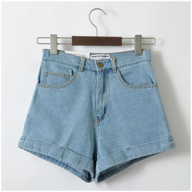 GCAROL Euro Style Women Denim Shorts Vintage High Waist Cuffed Jeans Shorts Street Wear Sexy Shorts For Summer Spring Autumn
