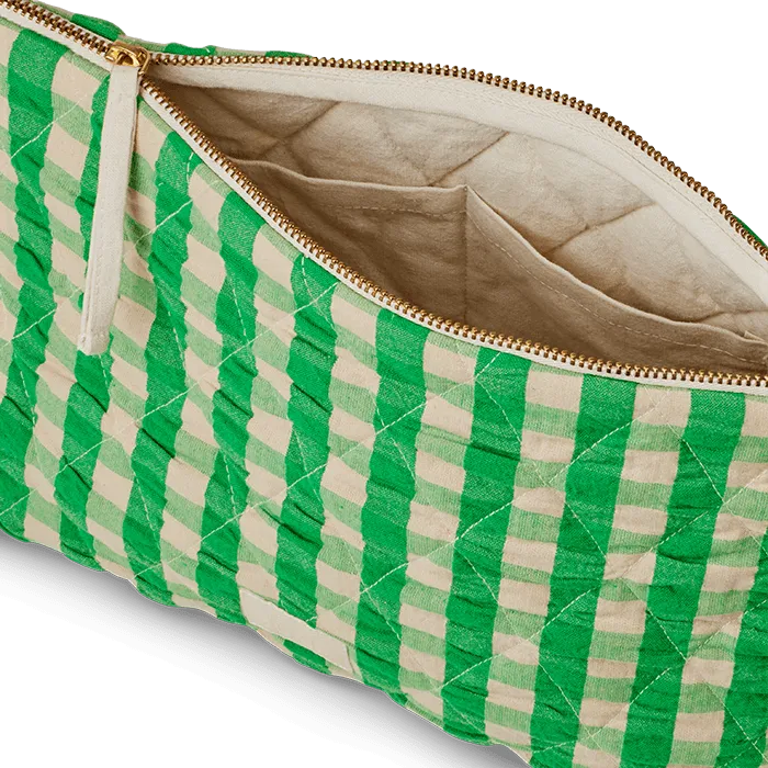 JUNA Karla Toiletry Bag & Barbara Lounge Pant Set, Green/Sand