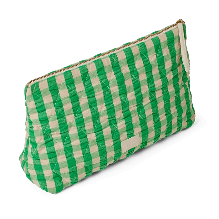 JUNA Karla Toiletry Bag & Barbara Lounge Pant Set, Green/Sand